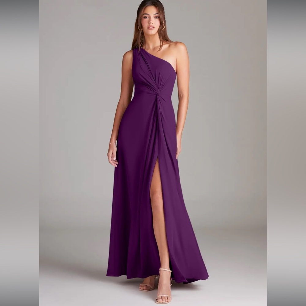 Azazie One-Shoulder Gown in Grape